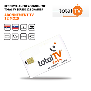 Renouvellement Abonnement Satellite Total Tv 12 Mois, 122 chanes, Serbes, Slovnes et Serbo-croates